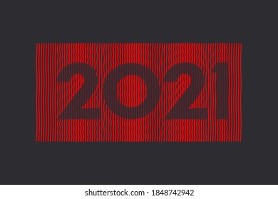 Vector Happy New Year 2021 with abstract text design isolated on white background.