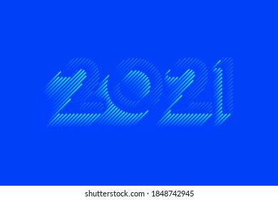 Vector Happy New Year 2021 with abstract text design isolated on white background.