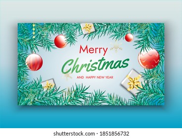 vector Happy New Year 2021 background template. Merry Christmas snow season Winter