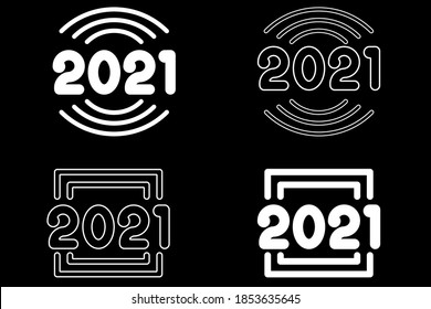 Vektorgrafik. Schönes neues Jahr 2021 Logo Text Design. Designvorlagen mit typografischem Logo 2021. 2021 glückliche Symbolsammlung für das neue Jahr. Minimalistische Hintergründe für Marke, Banner, Abdeckung, Postkarte