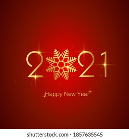 Vector happy new year 2021 background red gold letters