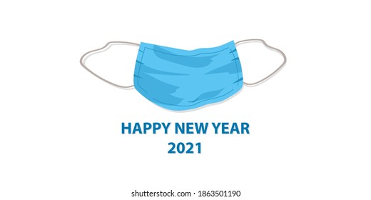 Vector happy new year 2021 background with mask. Vector with new normal friends and social distance
