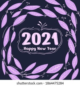 vector happy new year 2021 hand draw, great for social media posts and so on.