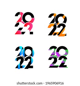 Diseño tipográfico Vector Happy New Year 2022 sobre fondo blanco.
