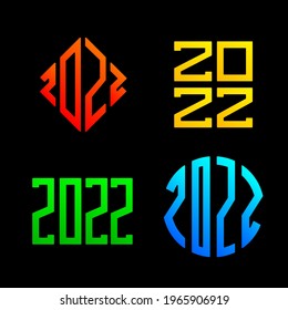Vector Happy New Year 2022 typography design on black background.