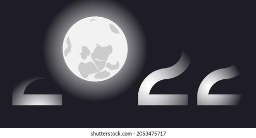 Vector. Happy new year 2022 logo text design. Design templates with 2022 typographic logo. 2022 happy new year symbols collection. Minimalism backgrounds for branding, banner, cover, postcard. Moon.