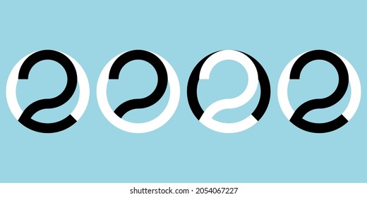 Vector. Happy new year 2022 logo text design. Design templates with 2022 typographic logo. 2022 happy new year symbols collection. Minimalism backgrounds for branding, banner, cover, postcard. Circles