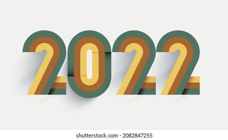 vector of happy new year 2022 with retro theme. happy new year paper text with shadow