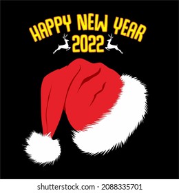 vector happy new year 2022 santa claus hat
