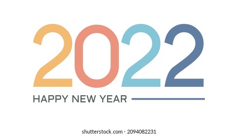 vector happy new year 2022 logo in color simple template for brochure, banner, flyer, card, poster in isolated white background