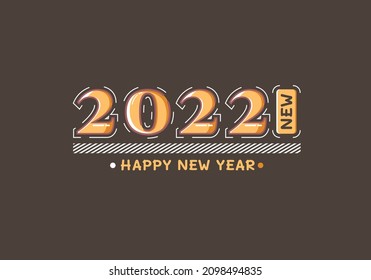 vector happy new year 2022 with brown and orange color concept. vector illustration. speech flat design. can be used for greeting cards, backgrounds, and banners