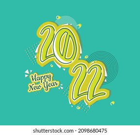 vector happy new year 2022 with green color concept as background and decoration. vector illustration. happy new year greeting card. can be used for invitation cards, banners, and backgrounds