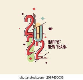 año nuevo 2022 feliz de vector. ilustración vectorial. 2022 logotipo de bienvenida de diseño plano feliz año nuevo. vector 2022. se puede usar para banners, fondos y tarjetas de felicitación