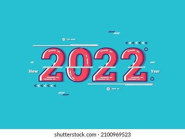 Vector happy new year 2022 with sky blue concept. vector illustration. text logo 2022. flat design 2022. can be used for banners, backgrounds, and greeting cards