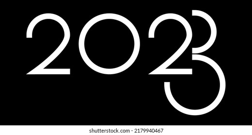 Vector. Happy new year 2023 logo text design. Design templates with 2023 typographic logo. 2023 happy new year symbols collection. Minimalistic backgrounds for branding, banner, cover, postcard