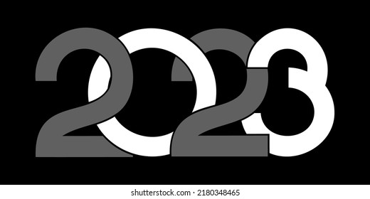 Vector. Happy new year 2023 logo text design. Design templates with 2023 typographic logo. 2023 happy new year symbols collection. Minimalism backgrounds for branding, banner, cover, postcard. Circles