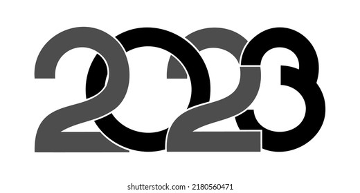 Vector. Happy new year 2023 logo text design. Design templates with 2023 typographic logo. 2023 happy new year symbols collection. Minimalism backgrounds for branding, banner, cover, postcard. Circles