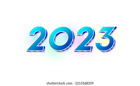 Vector Happy New Year 2023 text design on colorful background.