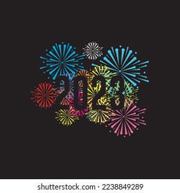 vector happy new year 2023 theme, Vector illustration of fireworks.