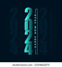 Vector happy new year 2024 banner in modern style.