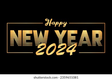 Vector happy new year 2024 banner in modern style.
