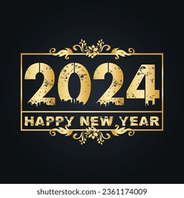 Banner de año nuevo 2024 feliz con vectores de estilo moderno.