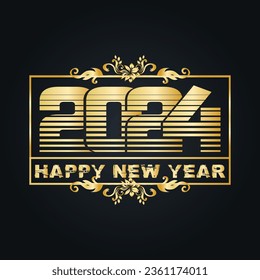 Vector happy new year 2024 banner in modern style.