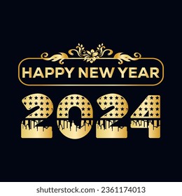 Vector happy new year 2024 banner in modern style.