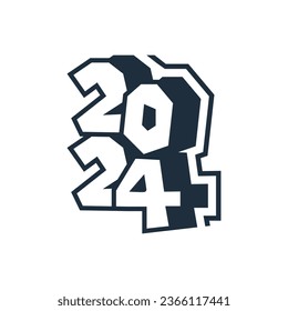 vector happy new year 2024 text design with 3d graffiti style