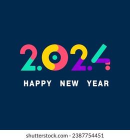 Cartel de la celebración del Año Nuevo 2024 feliz del vector para un post en medios sociales