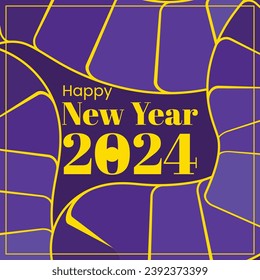 vector Happy Año Nuevo 2024 Resumen Diseño plano de fondo