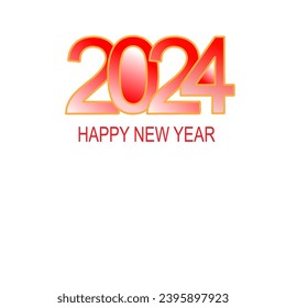 Vector happy new year 2024 white background red letters