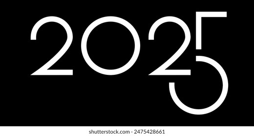 Vektorgrafik. Frohes neues Jahr 2025 Logo Text Design. Design-Vorlagen mit typografischem Logo 2025. 2025 Happy New Year Symbole Kollektion. Minimalistische Hintergründe für Branding, Banner, Cover, Postkarte