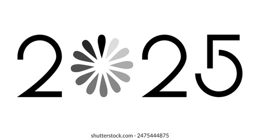 Vector. Happy new year 2025 logo text design. Design templates with 2025 typographic logo. 2025 happy new year symbols collection. Minimalistic backgrounds for branding, banner, cover, postcard.