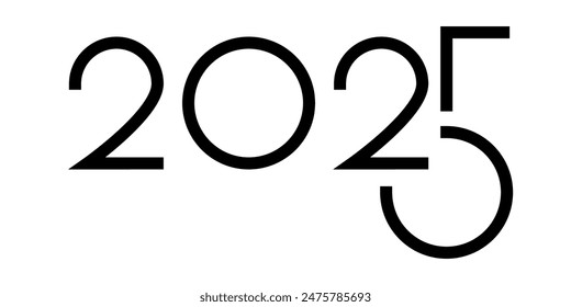 Vector. Happy new year 2025 logo text design. Design templates with 2025 typographic logo. 2025 happy new year symbols collection. Minimalistic backgrounds for branding, banner, cover, postcard.