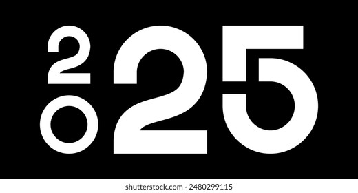 Vector. Feliz año nuevo 2025 logo diseño de texto. Plantillas de diseño con logotipo tipográfico 2025. colección de símbolos de feliz año nuevo 2025. Fondos minimalistas para la marca, el Anuncio, la cubierta, la postal.