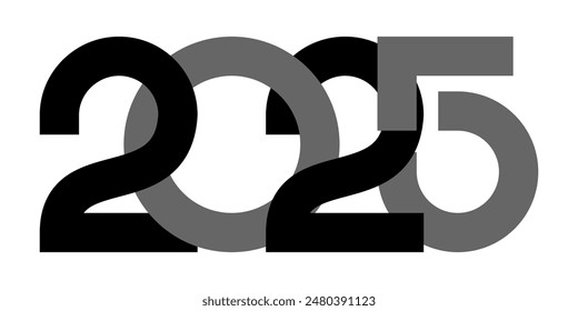Vector. Happy new year 2025 logo text design. Design templates with 2025 typographic logo. 2025 happy new year symbols collection. Minimalistic backgrounds for branding, banner, cover, postcard.