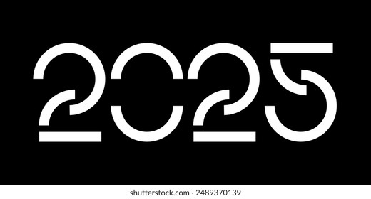 Vector. Happy new year 2025 logo text design. Design templates with 2025 typographic logo. 2025 happy new year symbols collection. Minimalistic backgrounds for branding, banner, cover, postcard.