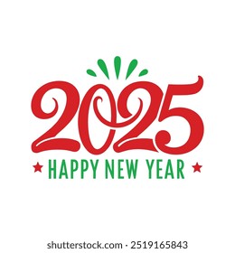 Vector happy new year 2025 lettering calligraphy