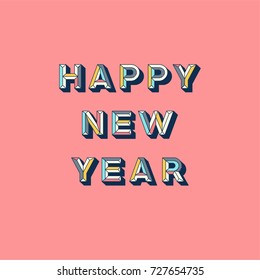 Vector happy new year abstract retro pop font with peach background
