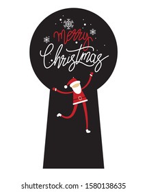 Vector Happy New Year background . Cartoon santa claus and numbers.