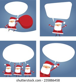 Vector Happy New Year background . Set of designs with Santa and speech bubble