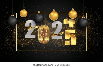 Vector Happy new year background New Year 2025 Countdown golden digit design New year 2025 celebration