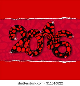 vector  happy new year background with patch and torn paper.