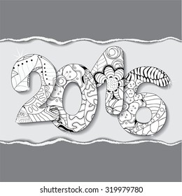 Vector happy new year background with patch and torn paper.