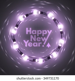 Vector Happy New Year background. Holiday lights backdrop. High quality design element.