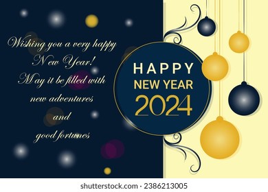 Vector happy new year banner design template. happy new year 2024. vector illustration.