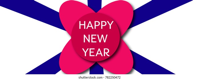 Vector Happy new year banner. Banner with ribbon bow and flower.
