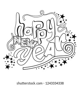 vector happy new year for banners and backgrounds line art