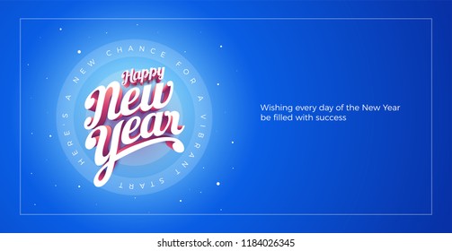 Vector Happy New Year custom 3d hand lettering typographic design. Elements are layered separately in vector file.